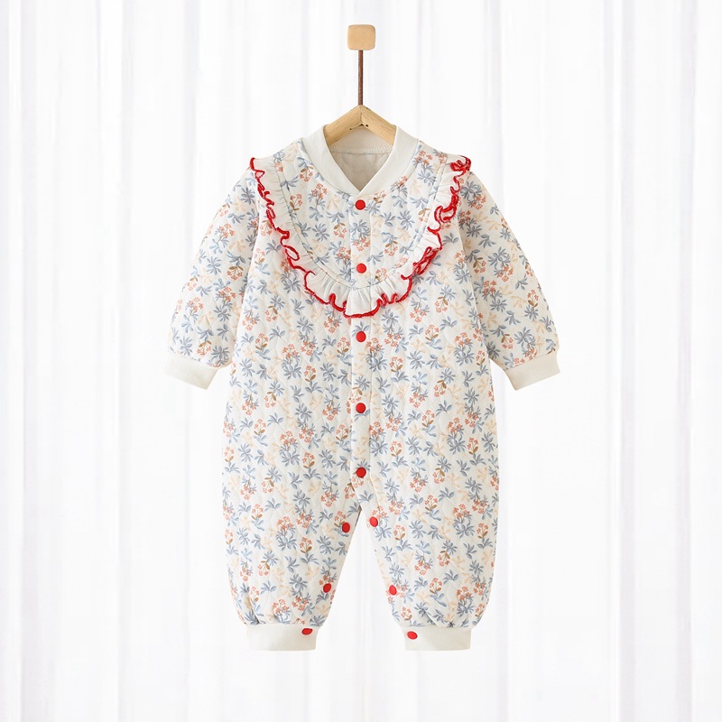 Picture of Baby's Jumpsuit Spring and Autumn Pure Cotton Warm Cotton Jacket Autumn Clothes Baby's Thickened Winter Pajamas Newborn Clothes