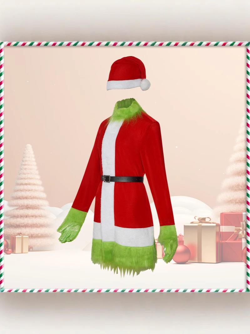 Picture of Christmas Cos Dress Christmas Masquerade Grinch Grinch cosplay Party Stage Performance Dress