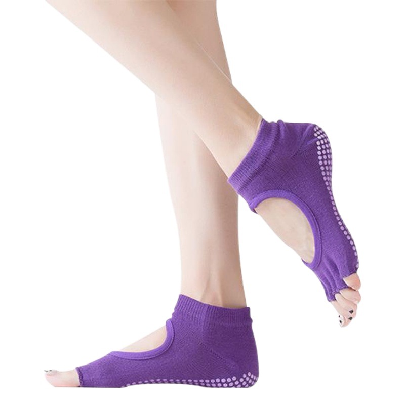 Yoga studio dedicated digging hole dispensing yoga socks women's new open-toe backless five-finger socks solid color sports socks factory