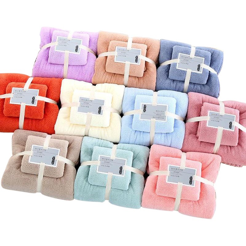 Picture of Factory wholesale coral fleece towel towel gift suit thickened mother and child towel a generation of printed logo