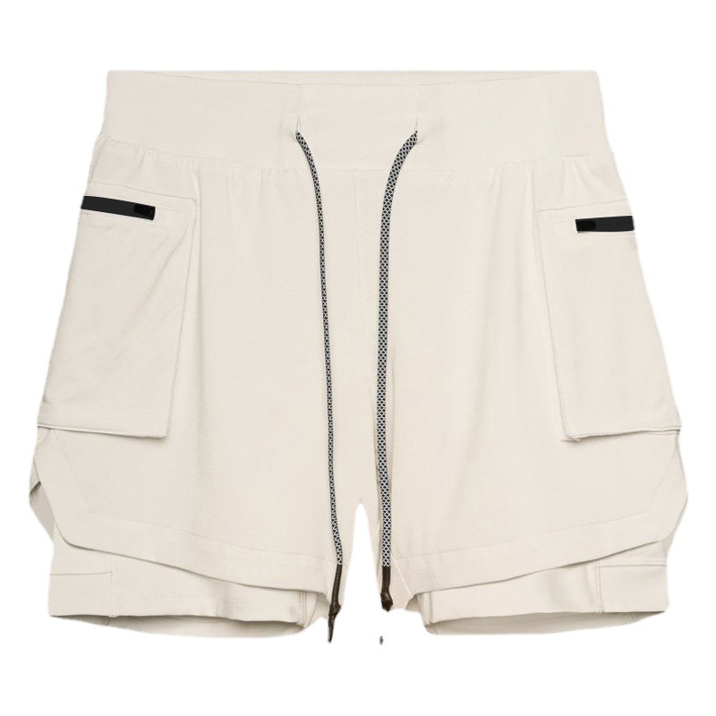 Summer muscle double-layer sports fitness shorts men's brothers solid color breathable running training pants cross-border new