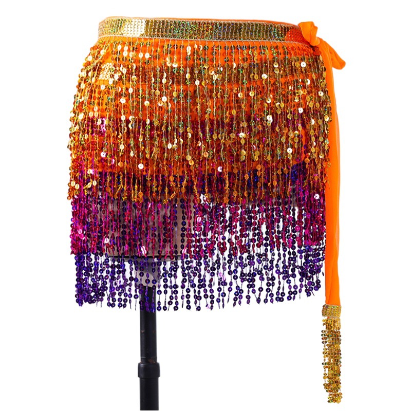 Halloween Belly Dance India Bosimi Sequins Four-Layer Tassel Hip Towel Stage ds Performance Belly Dance Waist Chain
