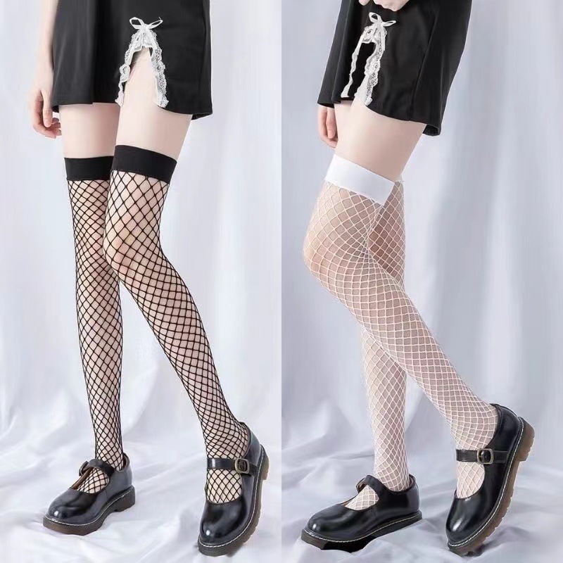 Summer Ultra-thin Black Silk Sexy Fishnet Stockings Internet Popular Long Tube Over-the-Knee Socks JK Half Socks Hare Socks for Children