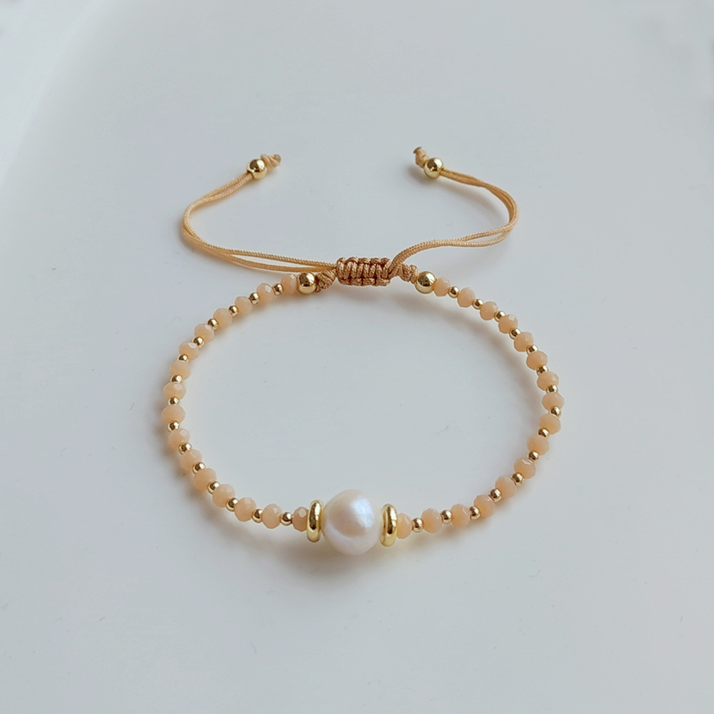 Picture of Ins Style Fashionable Handmade Beaded Facet Crystal Bracelet All-match Natural Freshwater Pearl Bracelet Women's European and American Cross-border Bracelet