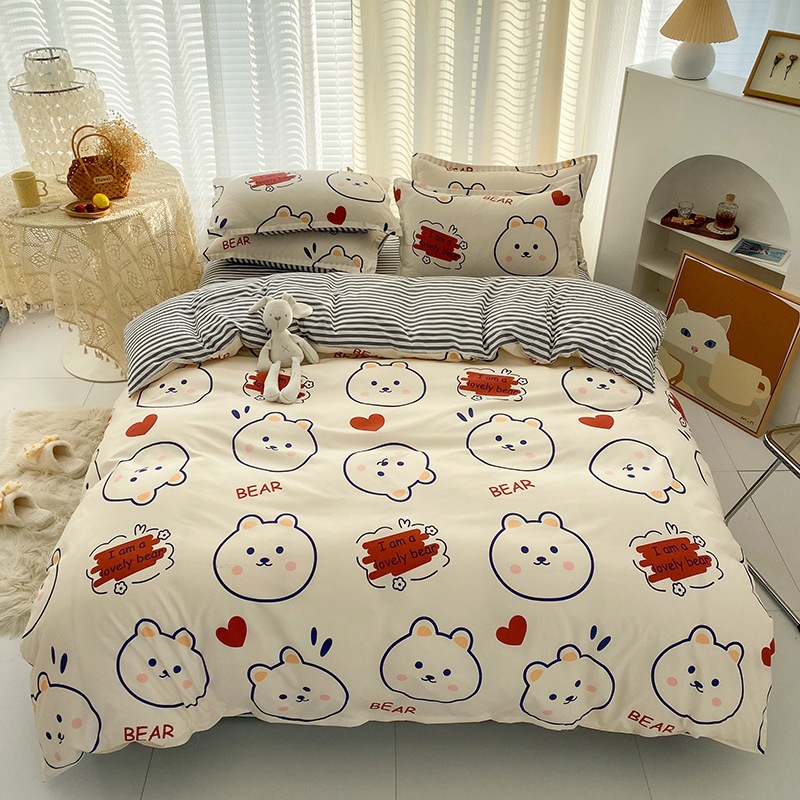 Picture of Four-Piece Brushed Skin-Friendly Thickened Duvet Cover Set, Student Dormitory Three-Piece Quilt Set, Suitable for All Seasons, Internet Celebrity Hot Item