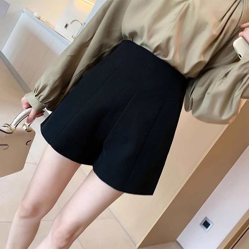 Slimming A- word Casual Pants New Black Small High Waist Suit Shorts Women's Fashion Loose Wide Leg Pants Spring