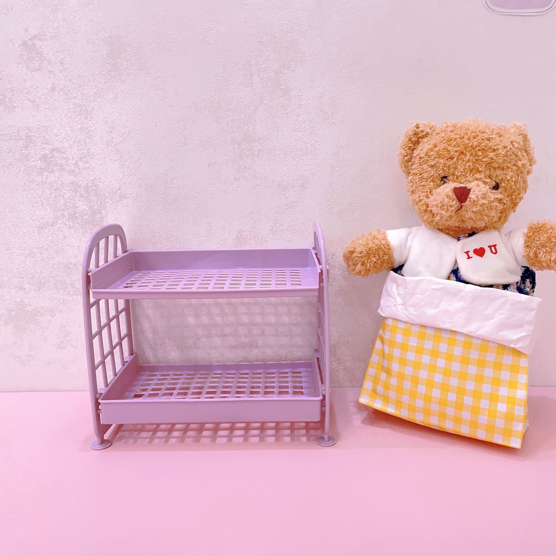 Picture of ins Desktop Storage Rack Household Bedroom Cosmetic Storage Rack Multi-Layer Student Dormitory Desk Filing Rack