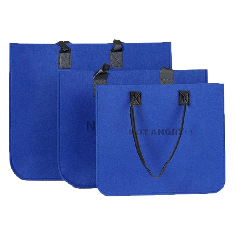 Wholesale Simple Leather with Letter Smiley Felt Tote Bag Large Capacity Color Letter Felt Bag Gift Bag