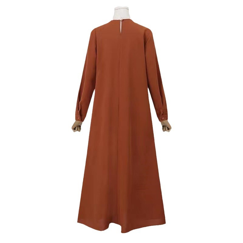 Picture of in stock New Cross-border Middle East Muslim Solid Color Loose Pullover Casual Elegant Long Sleeve Long dress Factory Batch
