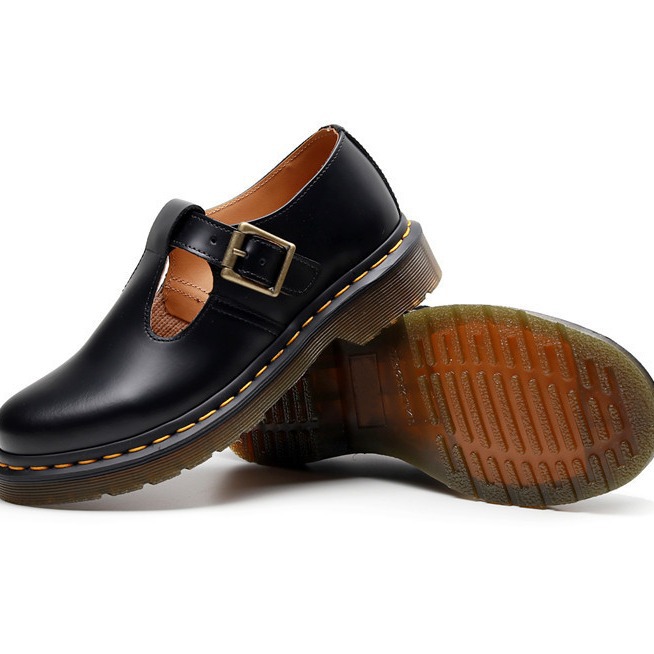 2024 Autumn New T-Strap Mary Jane Shoes Low-Top Leather Shoes for Women British Style Student Shoes Flat Martin Boots