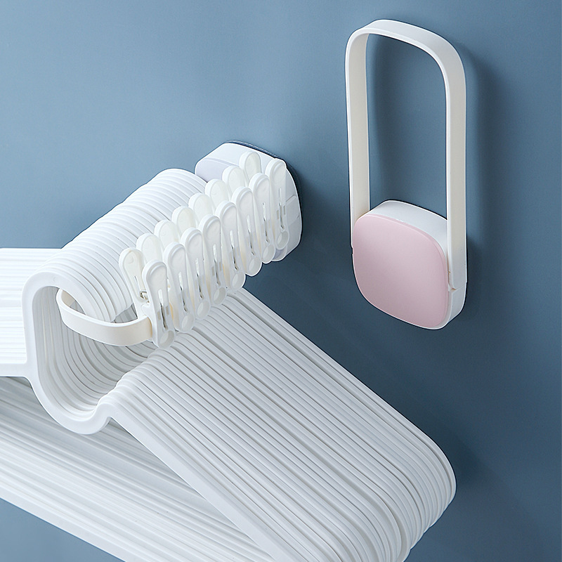 Creative Clothes Hanger Storage Rack Adjustable Lazy Storage Organizer Punch-Free Wall-Mounted Plastic Clothes Hanger Storage Rack