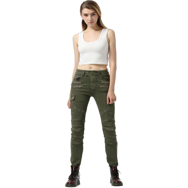 LOONG BIKER Women Harley Style Jeans Motorcycle Cycling Casual Locomotive Racing Anti-Wrestling Pants
