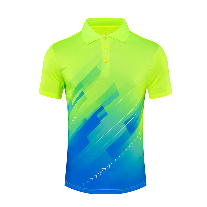 Picture of Children's Adult Table Tennis Badminton Uniform T-Shirt Printed Quick-Drying Team Training Tennis Uniform Lapel Jersey Short-Sleeved