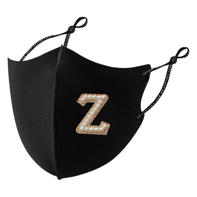Pearl diamond mask autumn and winter new warm mask creative personality Pearl Rhinestone windproof cloth mask