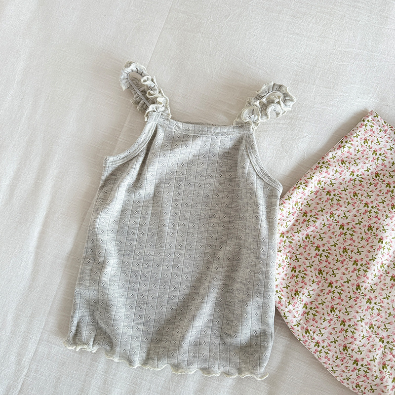 Picture of Girls Camisole 2025 Baby Girl Summer Children's Korean Version Easiest for Match Cute Pit Strip Color Line Camisole