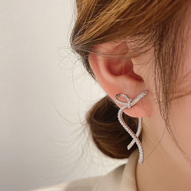 2023 Trendy Earrings Fashion Bowknot Ear Studs Ins Niche Light Luxury High-End Earrings