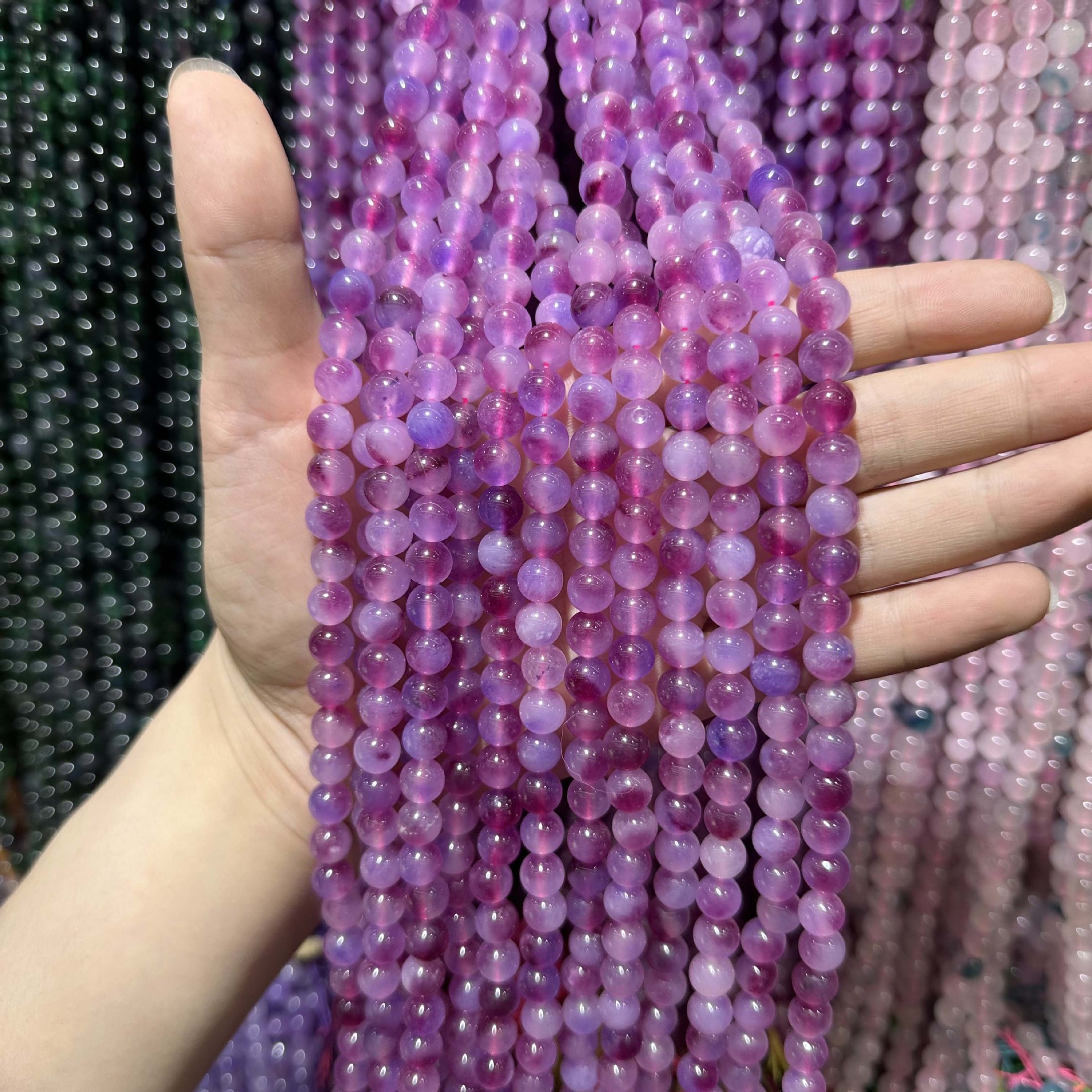 Picture of Live hot grade a chalcedony 8mm two-color round beads beads handmade diy Internet celebrity matching in stock jewelry