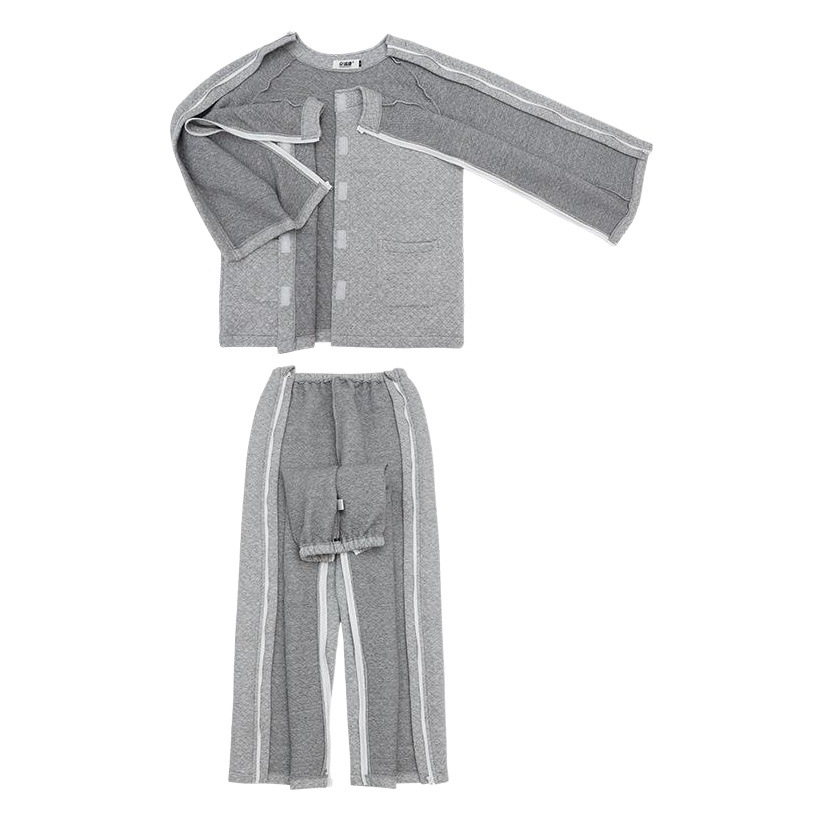 Men's Spring & Fall Easy-To-Wear Hospital Gown for Legs, Feet, Arms, Fracture Postoperative Nursing Clothes for Bedridden Paralyzed Elderly Clothes