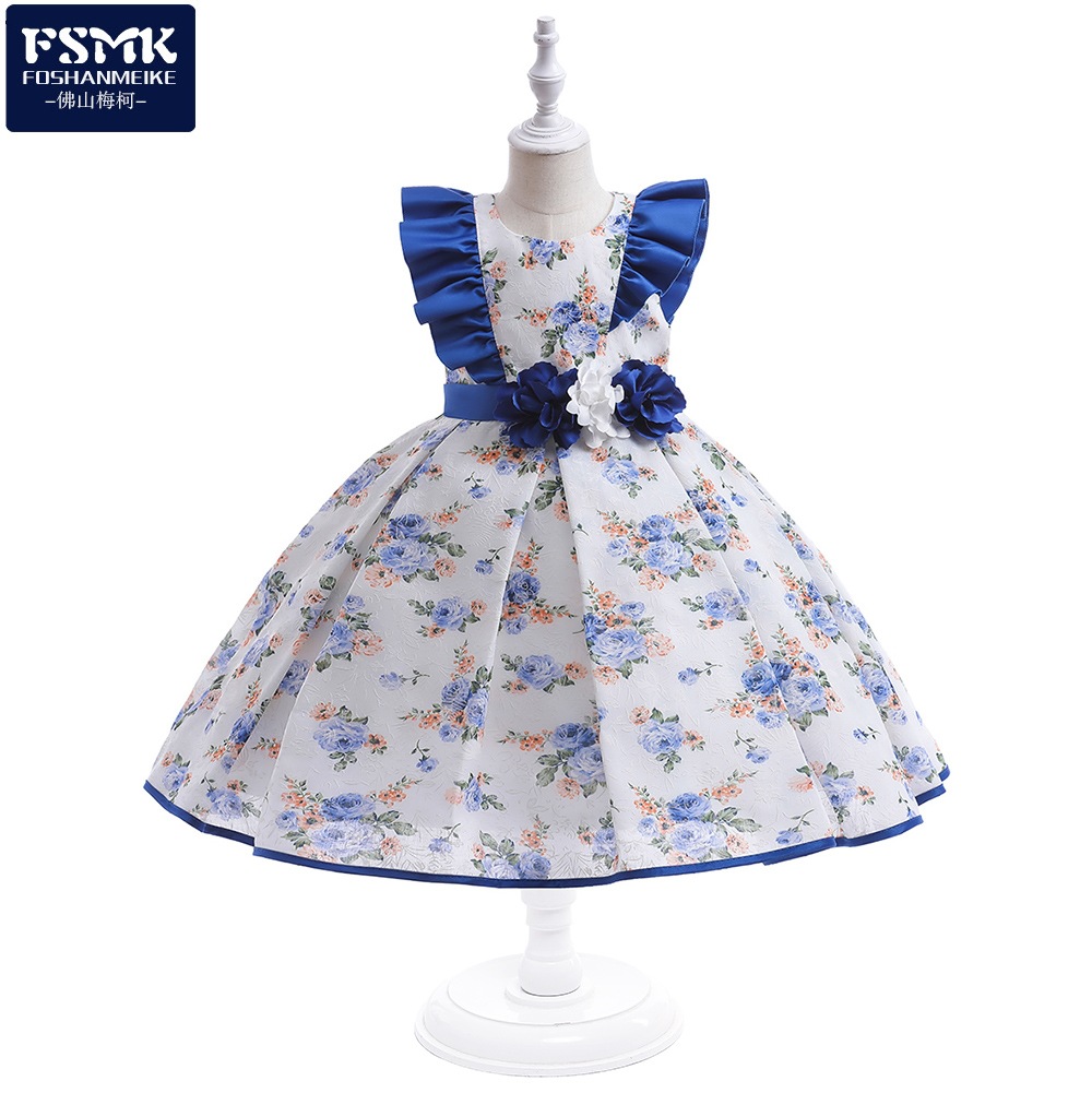 Picture of European and American Amazon Children's dress Floral Princess dress Wedding Flower Girl dress Children's Photography dress kids