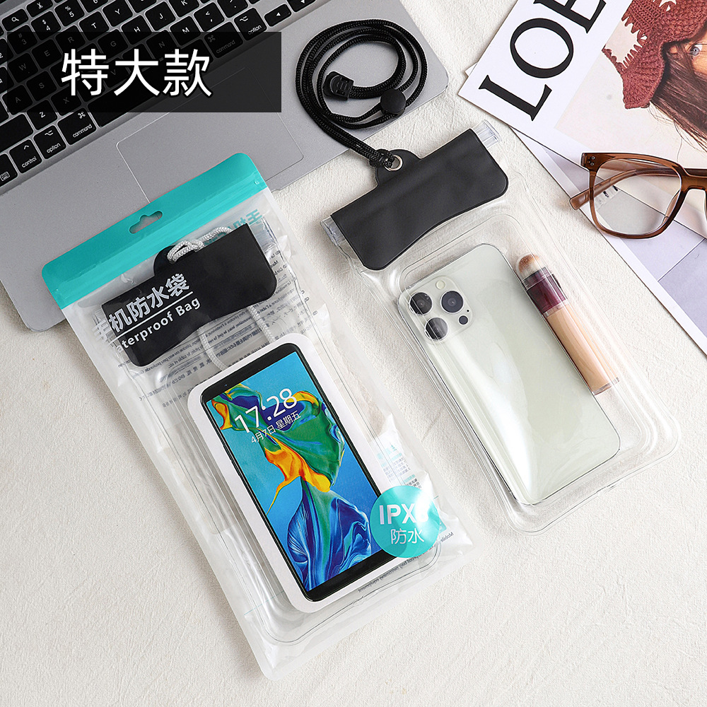 Picture of Cross-border Three Sealed Mobile Phone Waterproof Bag with Touch Screen, Swimming Air Bag, Rafting Halter, Waterproof Mobile Phone Case, Transparent