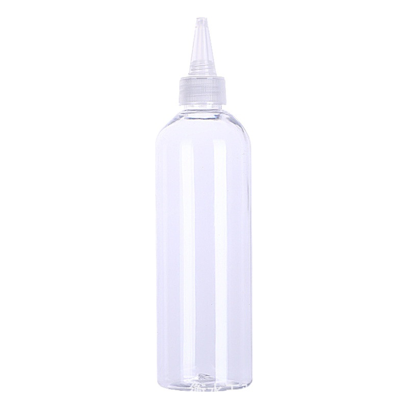 Transparent pointed mouth cover dispensing plastic bottle 30 50 100ml round shoulder pet pigment squeezable sub-bottle