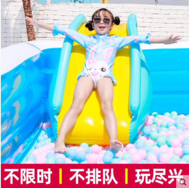 Picture of Inflatable Slide with Swimming Pool Indoor Children's Playground Inflatable Toy Amusement Facilities Naughty Castle