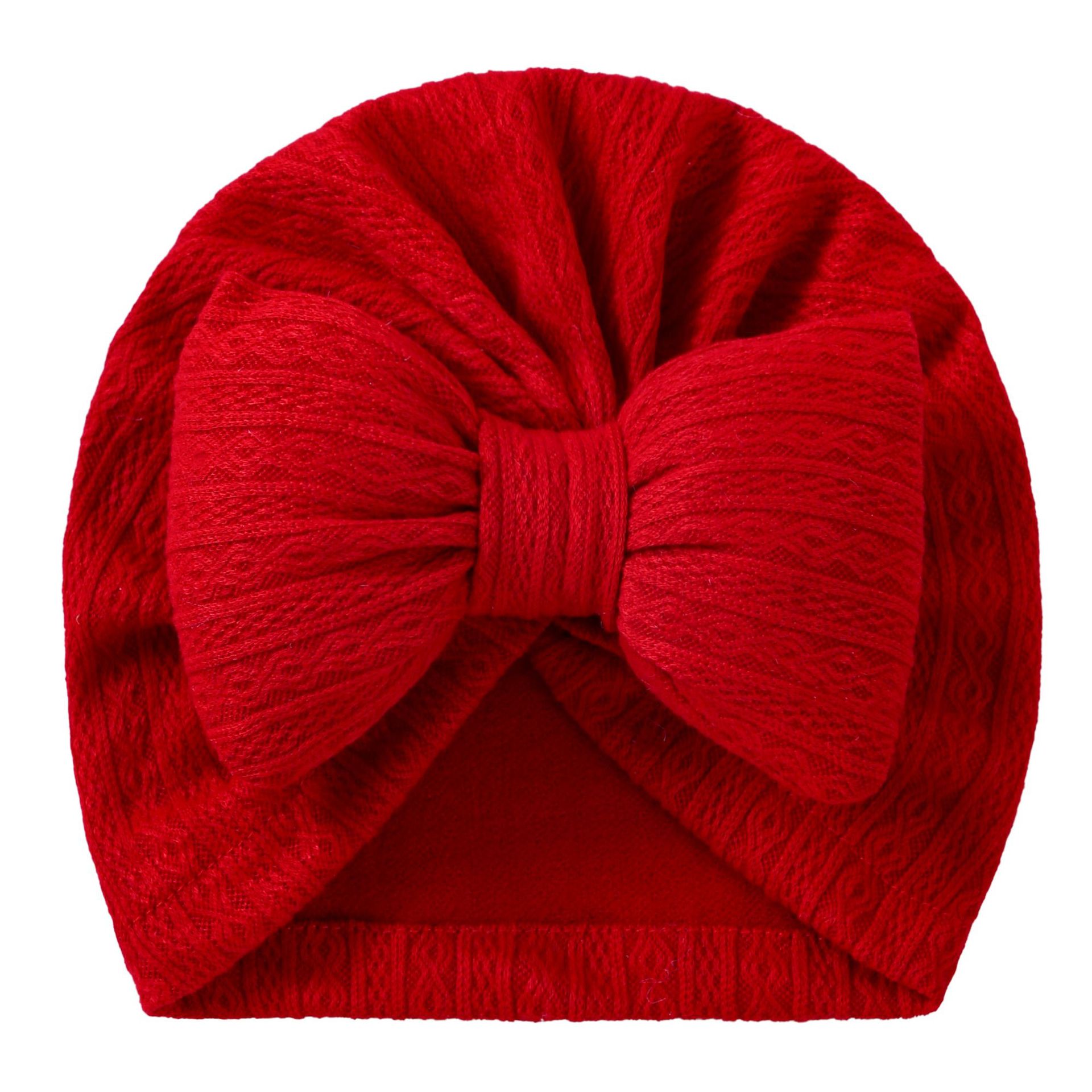Picture of European and American New Baby Knitted Cotton-Filled Large Bow Kidsren's Pullover Hat Boat Hat Baby Turban Hat Ins Cross-Border