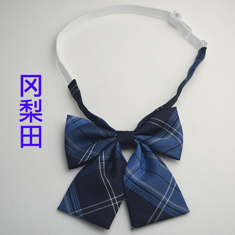Picture of Hot-selling College Style Oka Pear Field Soot Black Bow Plaid Flat Horn JK Collar Bow Tie Shirt Accessories