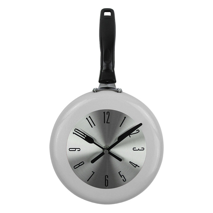Small 8 inch creative living room kitchen decoration clock metal pan hanging watch simple wall clock quartz clock
