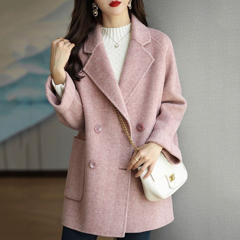 Picture of 2023 autumn and winter New Fashion Korean style casual slimming Western style all-match herringbone woolen overcoat fashionable coat