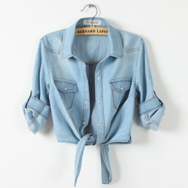 Cross-border Korean-style chubby girl Mid-sleeve Women's Clothing Thin Denim plus size Small Wape Shirt Knot Shirt Shawl
