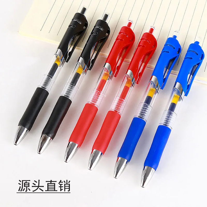 Picture of K35 Press-type Gel Pen Press Ballpoint Pen Red Black Blue Bullet Sign Pen Office Student Carbon Jump Pen