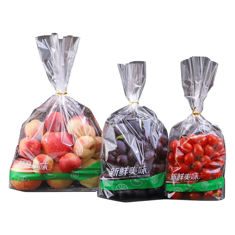 Transparent fruit packing bag supermarket large fruit and vegetable plastic bag opp thick packaging bag disposable grape bag