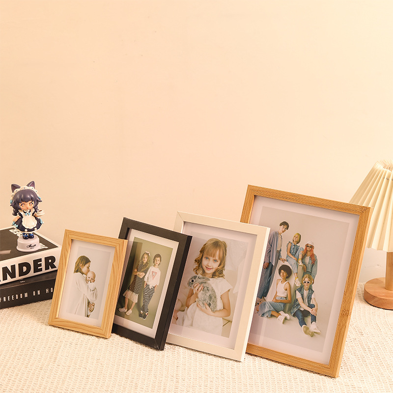 Picture of Casual Wooden Photo Frame Photo Wall Table 6inch A4 Photo Studio Living Room Bedside Table Ornaments Wooden Puzzle Frame