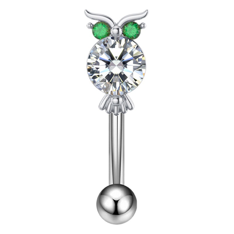 Cross-border e-commerce new stainless steel bear zircon curved rod eyebrow ring fashion personality eyebrow nail ear cartilage piercing jewelry