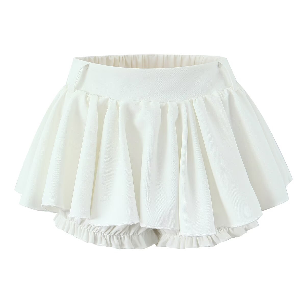 European and American-style A- line puffy miniskirt elastic waist hot girl anti-light pleated ballet style stitching skirt
