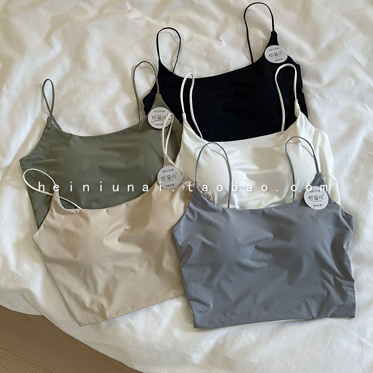 Picture of Metwo Nude Seamless Beautiful Straps with Breast Pads, Wrapped Chest, Spaghetti Straps, Ice Silk Camisole, Sexy Short Top for Women