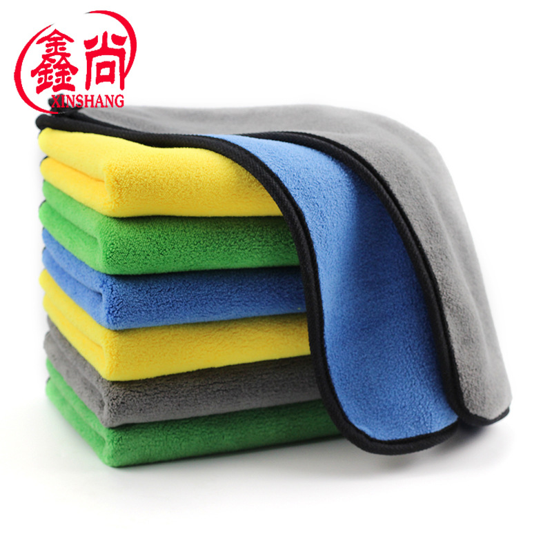 Picture of Wholesale high density coral fleece car towel 800 flat absorbent quick-drying car wash towel lint-free housekeeping cleaning towel