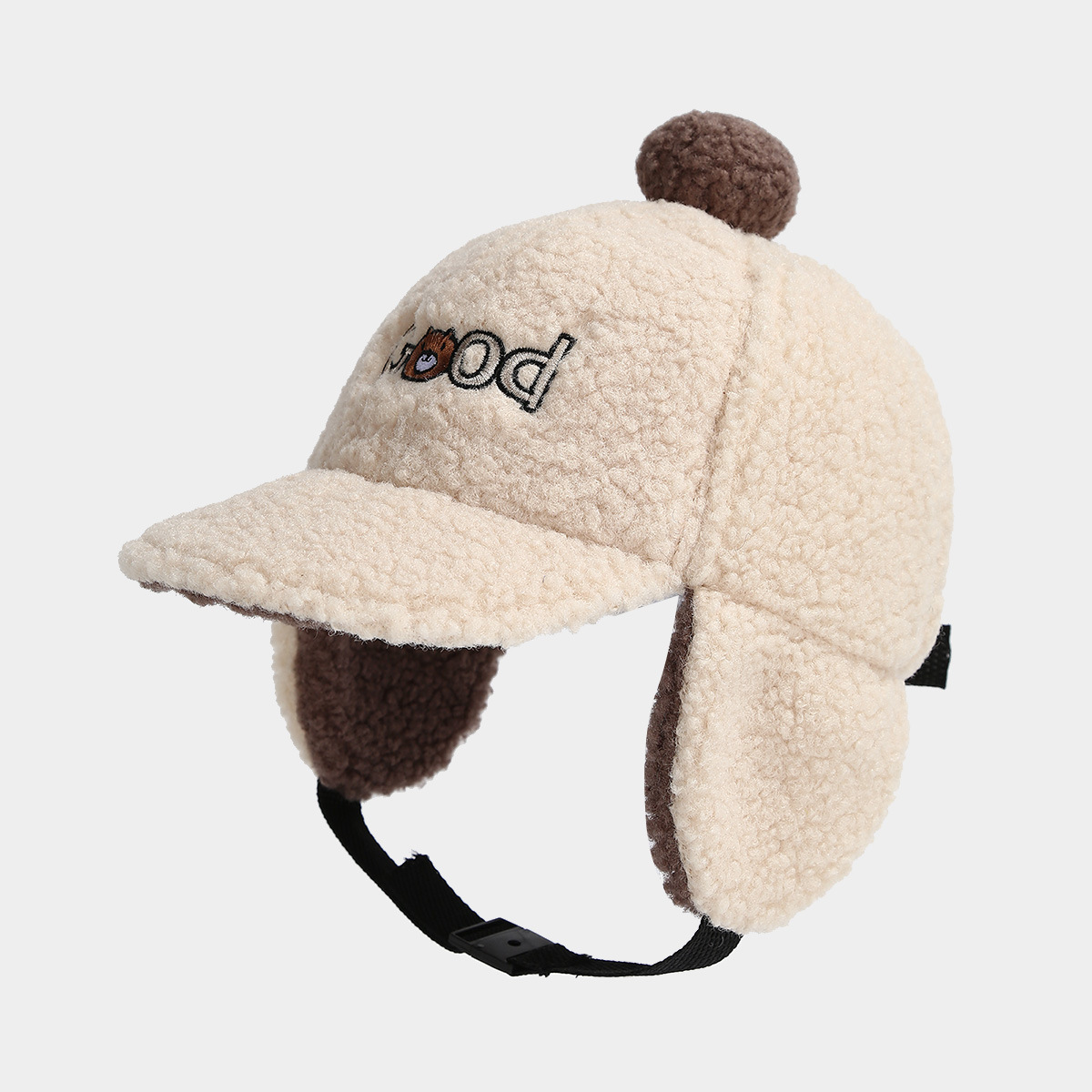 Picture of GOOD Bear Cartoon Children's Hat Winter Boy's Ear Protection Cap Girl's Cap Kindergarten Lamb Velvet Lei Feng Cap