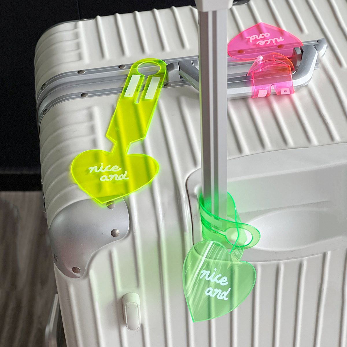 Picture of Fluorescent luggage tag ins wind love tag boarding pass consignment suitcase anti-lost label identification listing wholesale