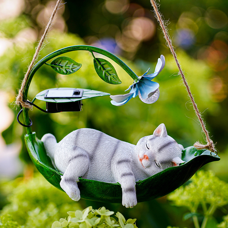 Picture of Cross-Border Decorative Animal Courtyard Solar Light Pastoral Entrance Garden Landscaping Outdoor Balcony Set Cat Pendant