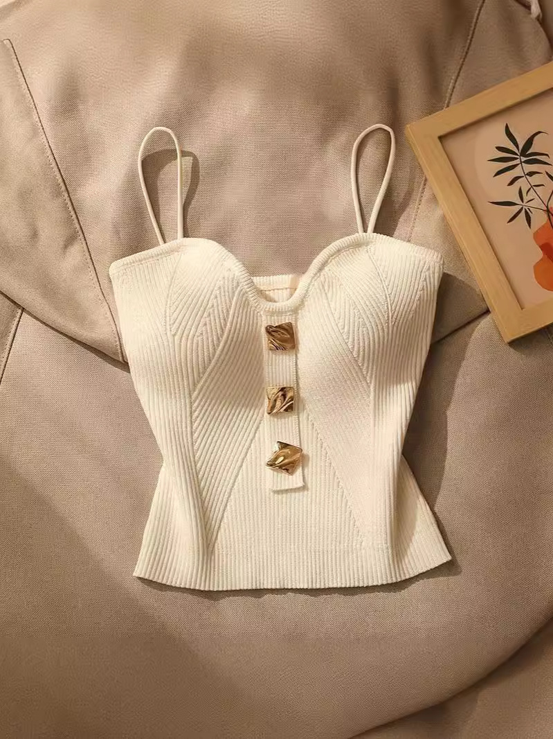 2025 New Summer Style Small Fragrant Style Knitted Tube Top Camisole Inner Wear for Women to Wear Sleeveless Beautiful Back Short Top