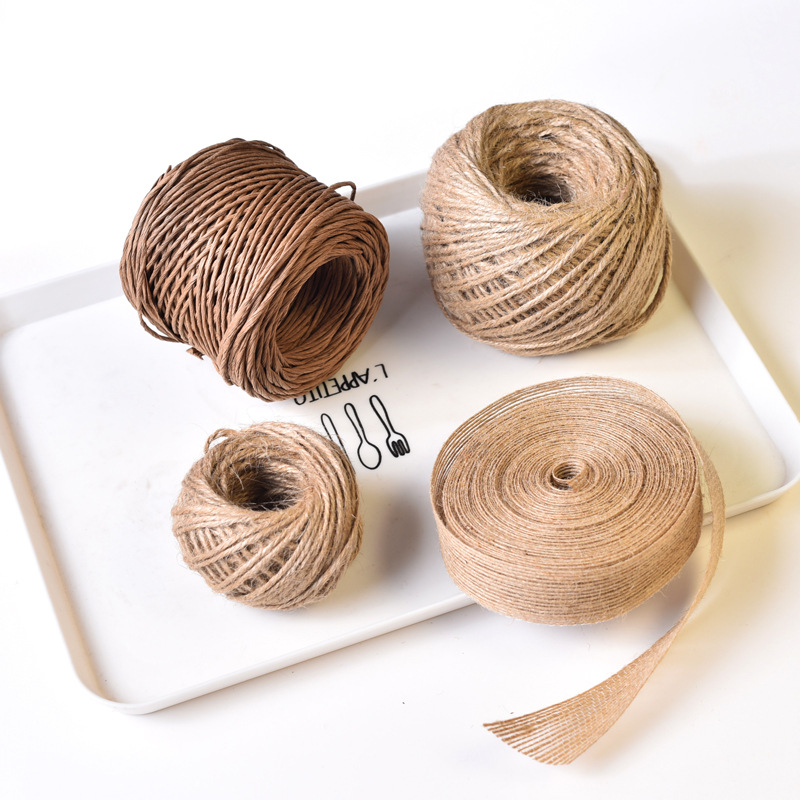 Plaid Ribbon Hemp Rope Tie Ribbon Packaging Box Decorative Flowers Cake Baking Tie Rope Shell Rice Fishtail Yarn