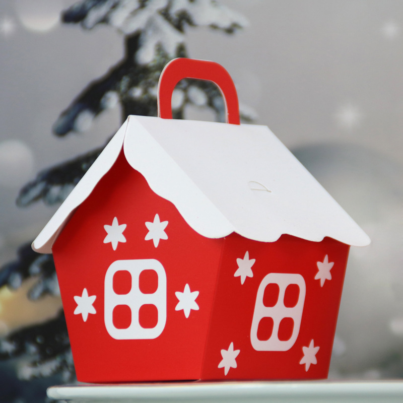 European-style New Christmas House Candy Box Red Small House Candy Packaging Paper Box Holiday Gift Candy Box