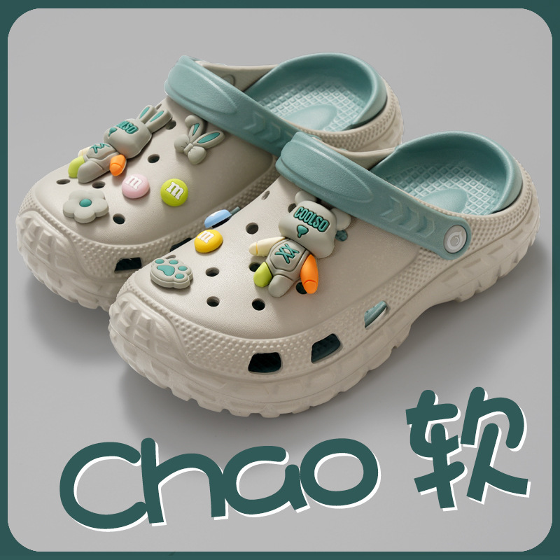 New Style Hole Shoes Women's Thick Sole Odor-proof Foot-resistant Heavy Bear Baotou Summer Wear-resistant Height-increasing Cute Sandals