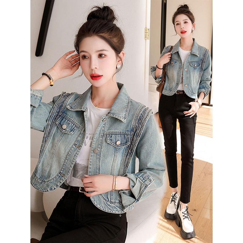 European Denim coat women's fashion 2024 in spring and autumn new small Hong Kong style design short jacket top