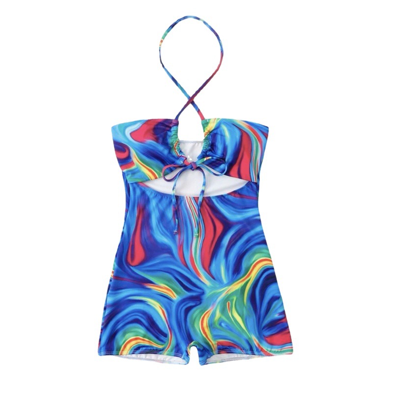 2023 new blue one-piece swimsuit