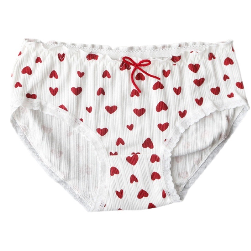 Men's Mid-Rise Jj Briefs Large Size Thin Lace Strawberry Ruffle Edge Pouch Men's Triangle Underwear Couple Style