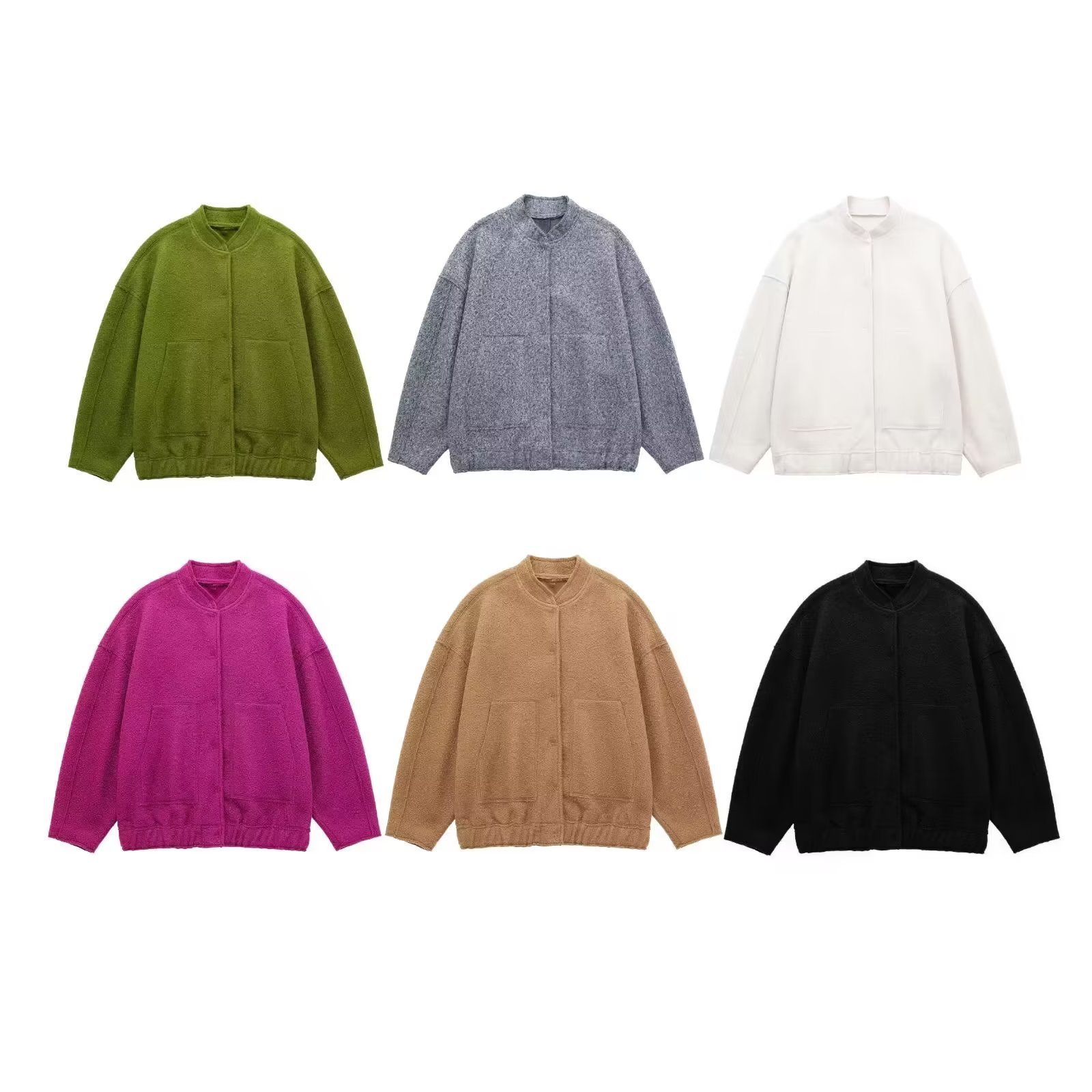 Picture of 2023 autumn and winter New European and American style solid color women's pocket decoration loose pilot jacket baseball uniform casual jacket