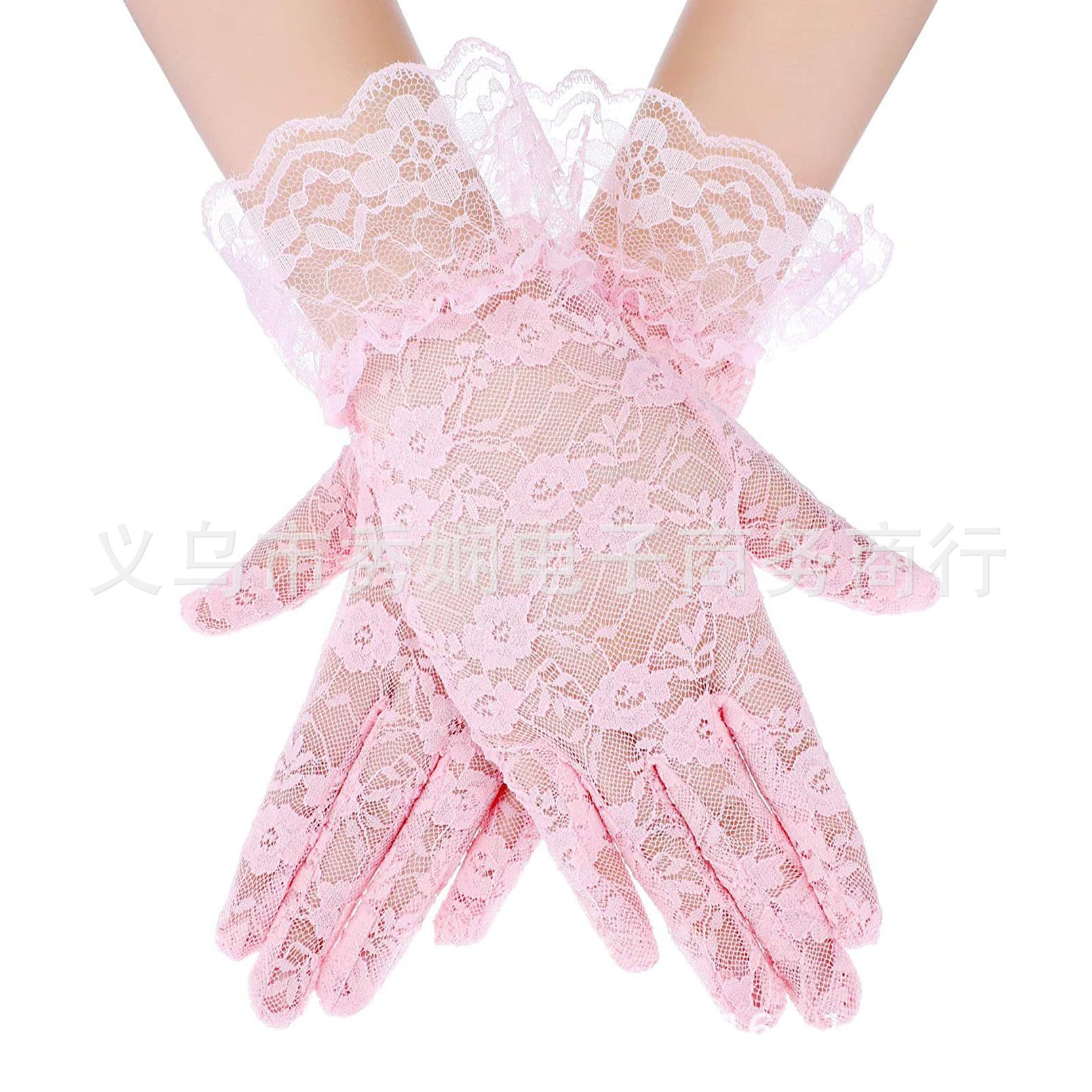 New mesh gloves women's elegant lace lace gloves rose lace gloves bridal wedding dress accessories